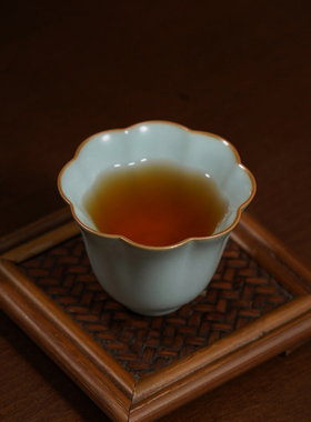 青澹汝窑主人杯茶杯个人专用杯景德镇陶瓷功夫茶具送礼汝瓷落香杯