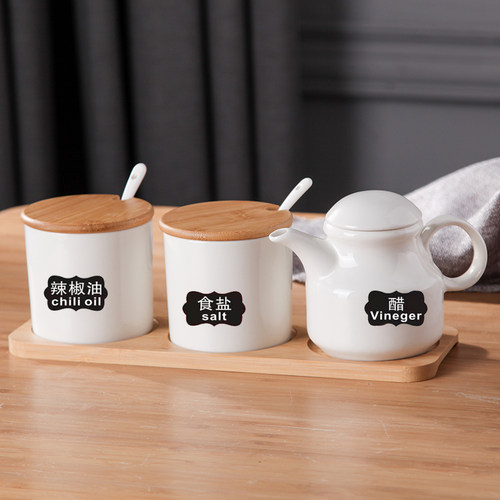 陶瓷耐高温辣椒油罐盐罐糖罐送勺陶瓷醋壶酱油壶筷子筒勺筷牙签筒