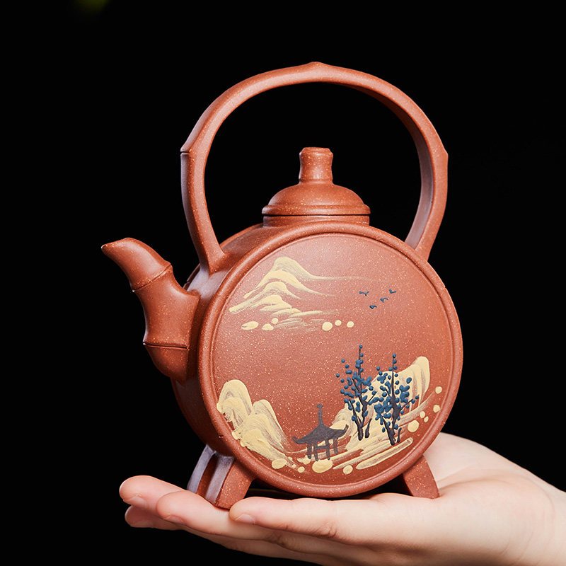 宜兴紫砂壶纯手工原矿降坡泥功夫茶具泡茶单壶大小容量提梁瓦当