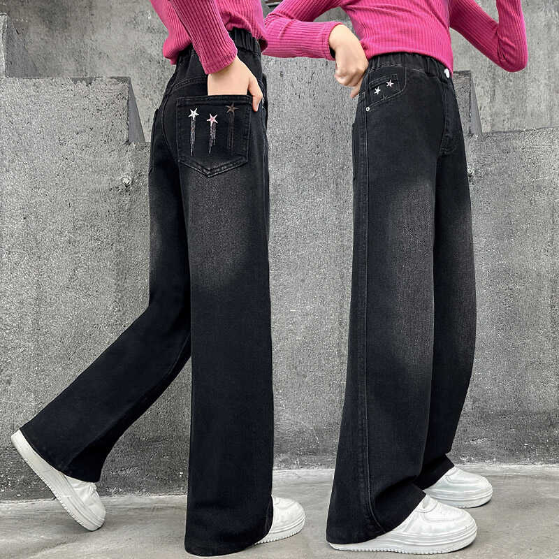 洋气直筒2024新款宽松牛仔阔腿裤