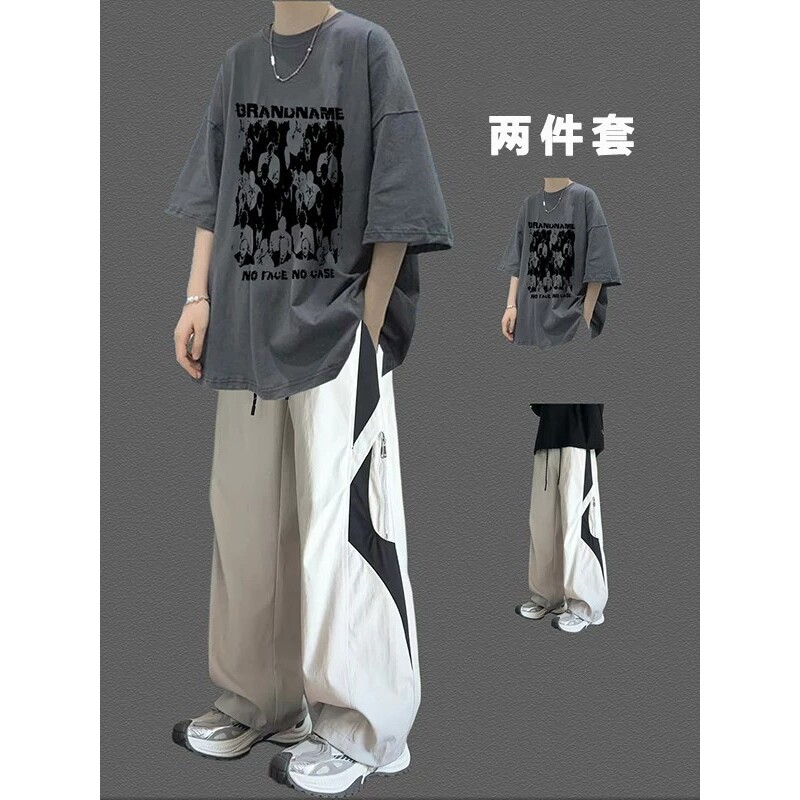 夏季短袖套装男生帅气潮流T恤休时尚套装