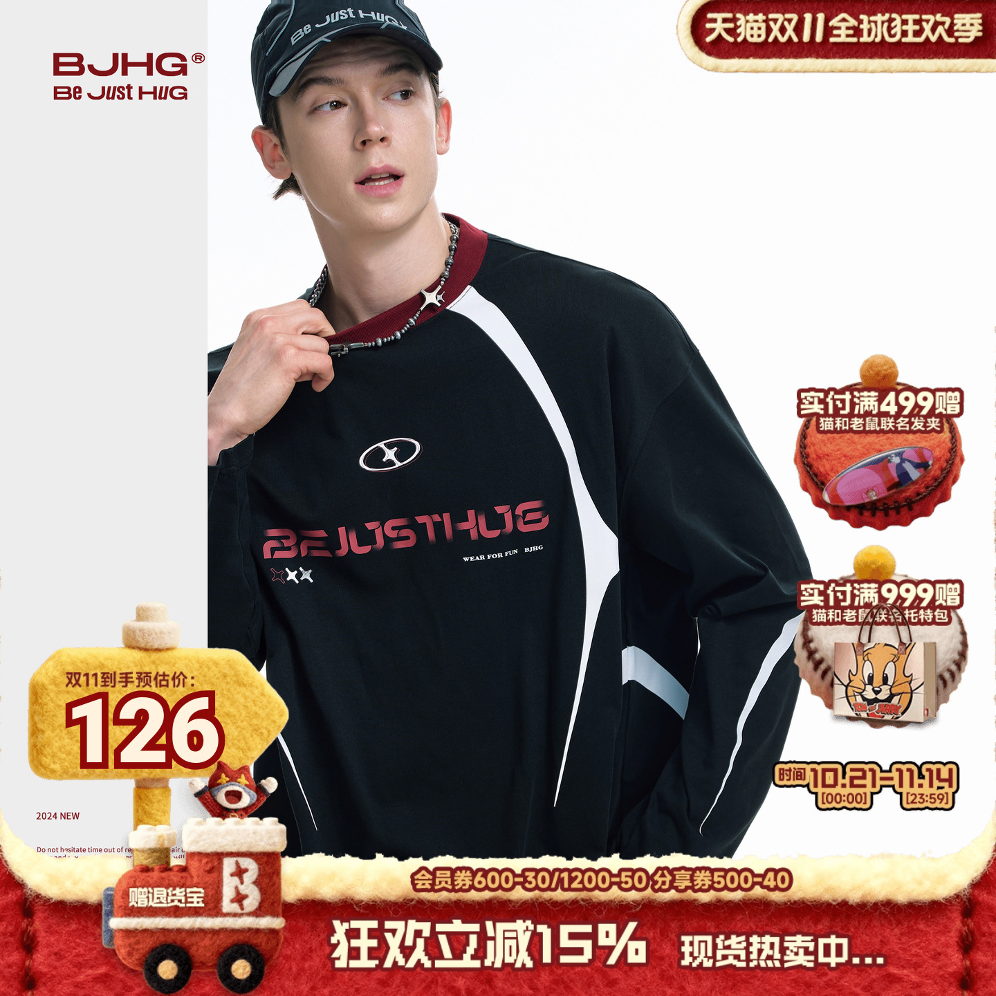 BJHG不计后果美式长袖男T恤卫衣早秋季薄款 赛车服球衣圆领上衣女