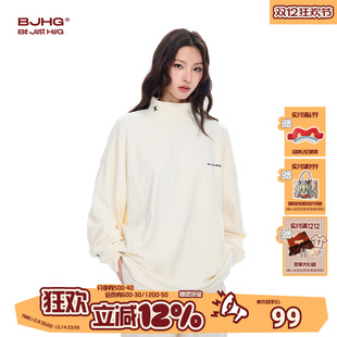 宽松长袖 BJHG不计后果 内搭美式 卫衣男秋冬季 T恤 舒绒半高领打底衫