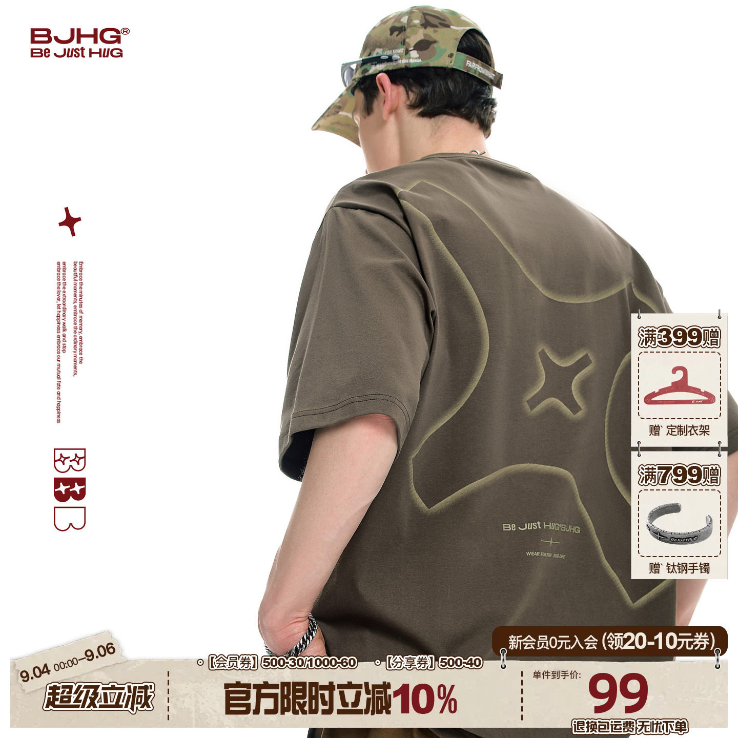 BJHG美式高街复古短袖T恤图片