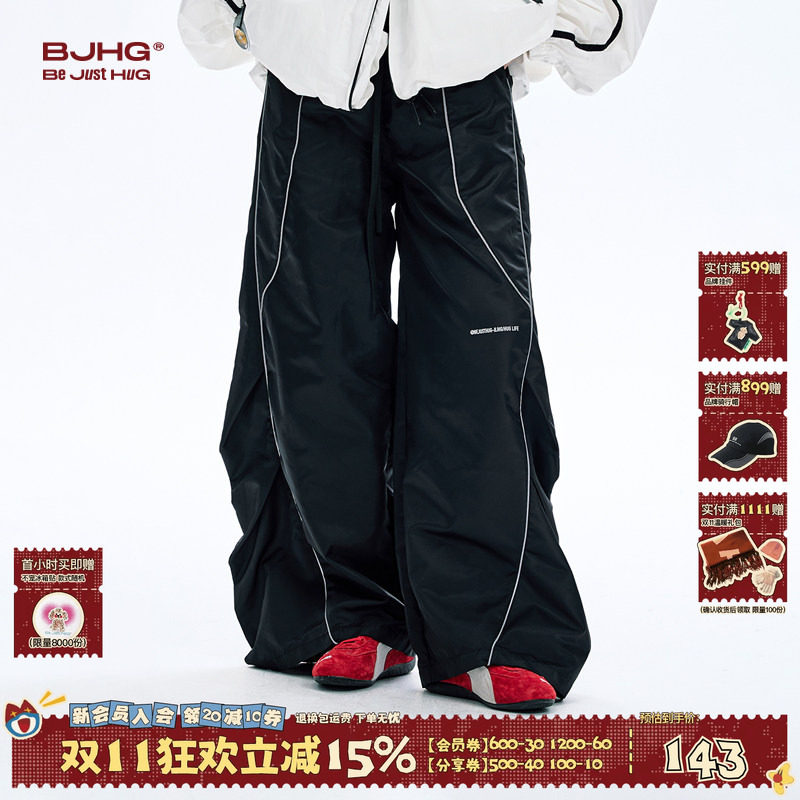 BJHG不计后果美式弯刀裤男新款夏季宽松复古休闲工装运动长裤子女