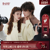 T恤男款 冬季 美式 BJHG不计后果长袖 休闲内搭高领重磅宽松打底衫 女