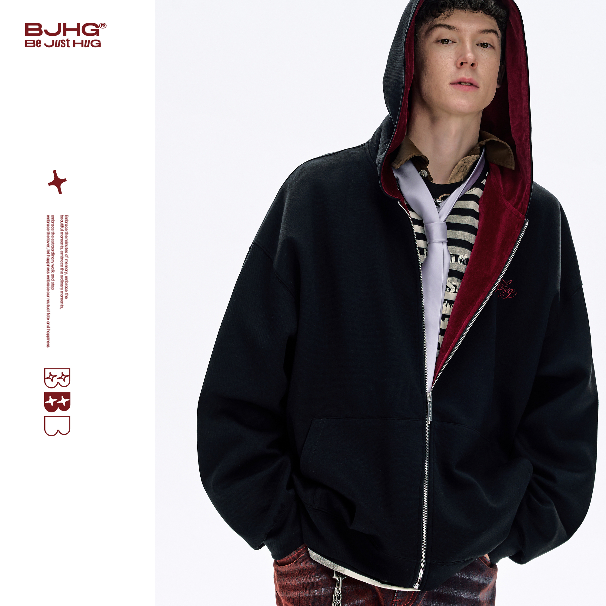 BJHG不计后果卫衣男休闲连帽外套