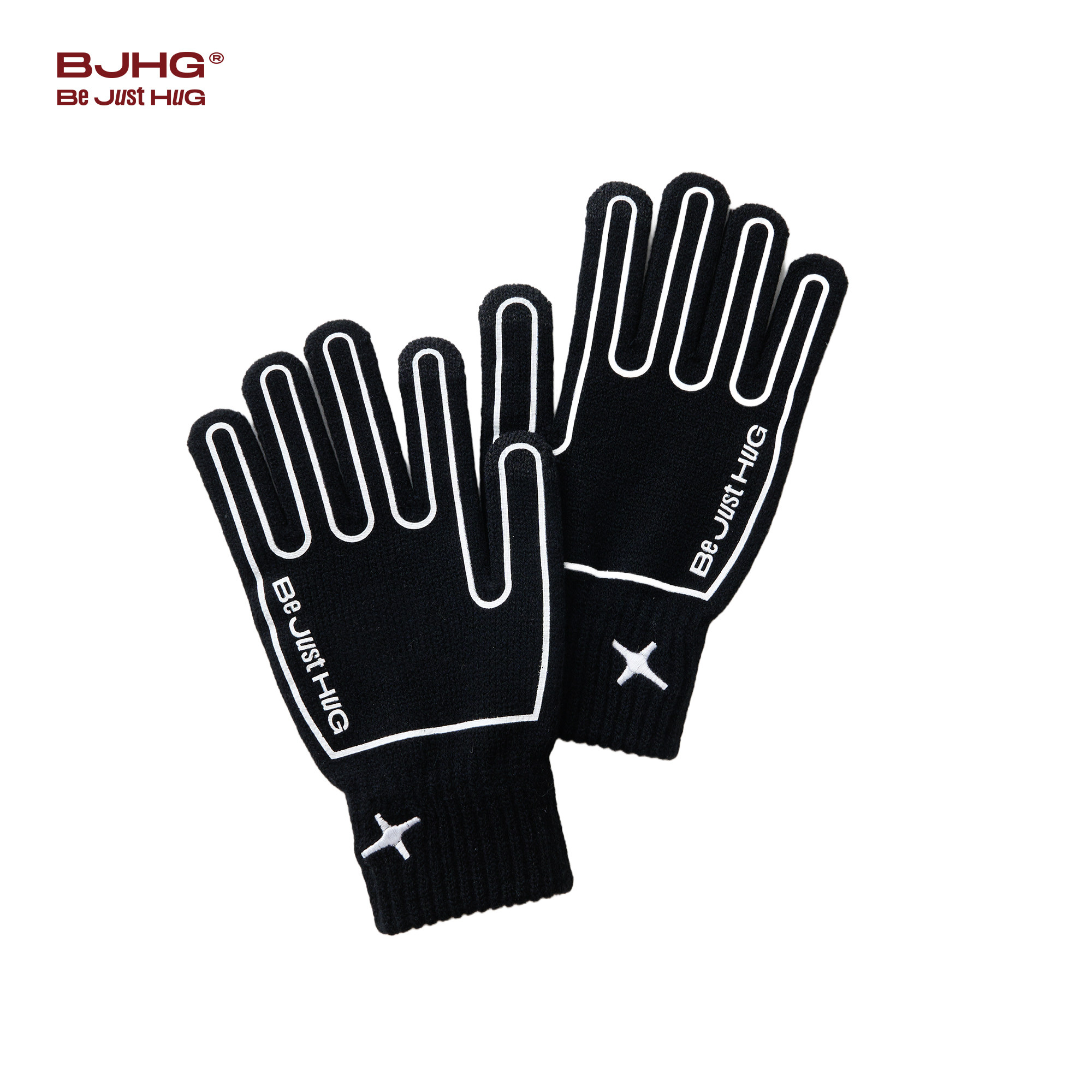 BJHG不计后果黑白撞色手套男女同款冬季新款防寒保暖百搭针织手套