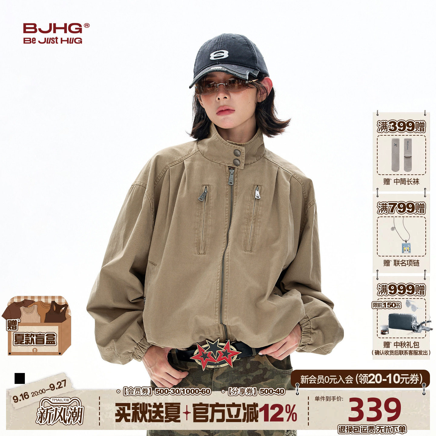 BJHG机能风工装夹克外套短款女款图片