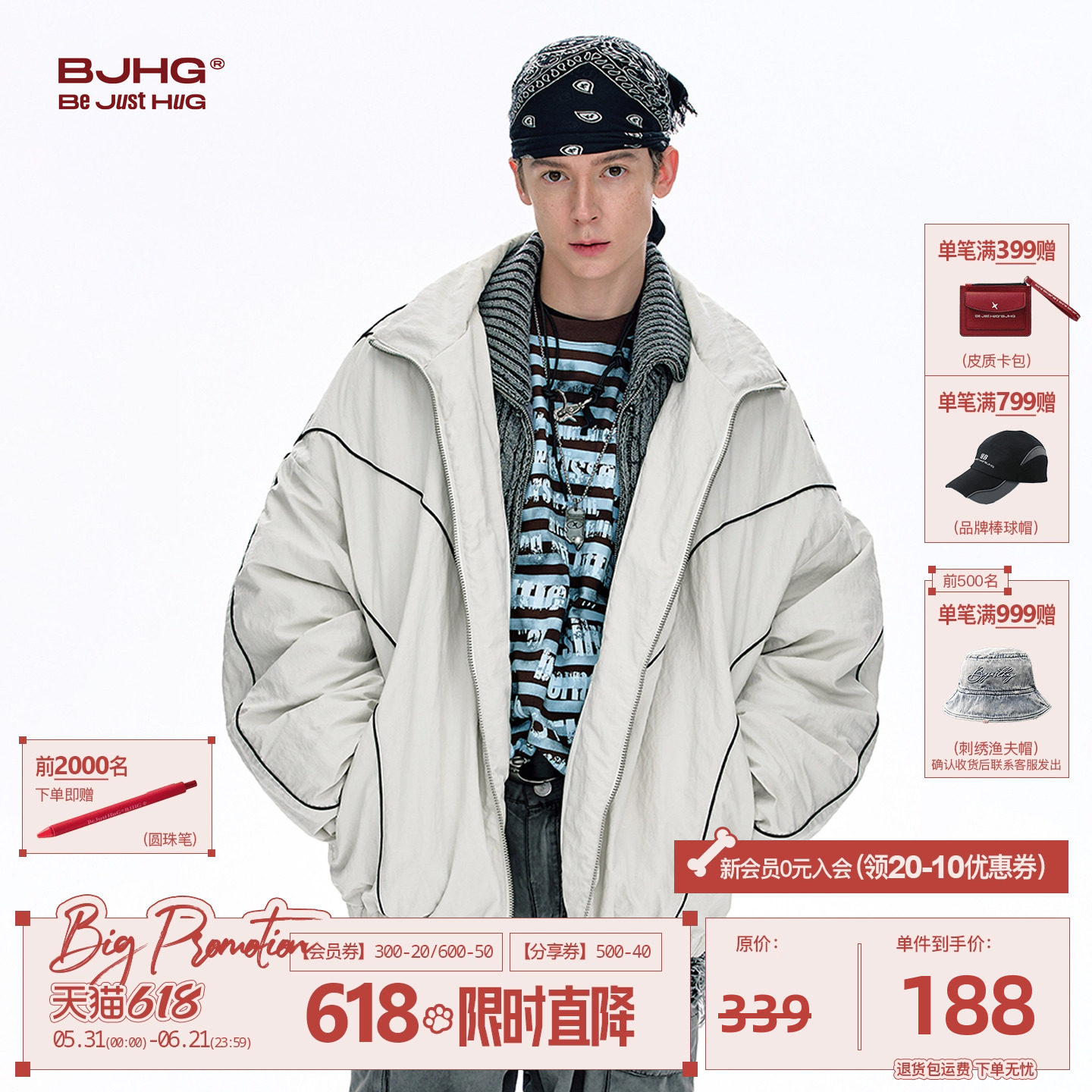 BJHG不计后果复古机能棉服男款冬装潮牌运动棉衣防寒服棉袄外套女