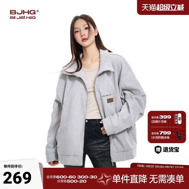BJHG不计后果美式潮牌新款灯芯绒开衫外套女款秋季宽松加绒夹克男