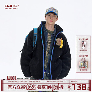 BJHG不计后果羊羔绒棉服外套男款 冬潮牌贴贴防寒服棉袄女 2025厚款