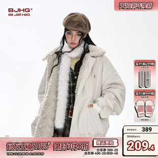 BJHG不计后果棉服男款 情侣两面穿夹克外套女 冬麂皮绒棉衣潮牌美式