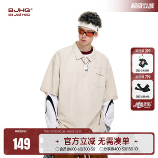 纯色短袖 2025新款 BJHG不计后果 T恤男夏季 上衣 潮牌美式 休闲POLO衫