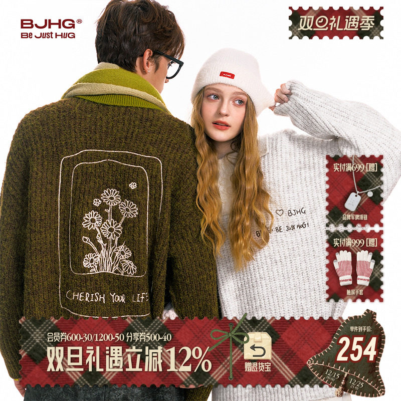 BJHG翻领毛衣冬季潮牌针织衫外套