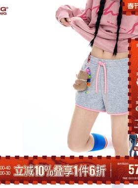 BJHG不计后果防走光短裤女新款夏季潮牌美式休闲刺绣撞色运动裤子