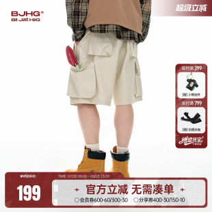 男夏季 BJHG不計后果美式 短褲 潮牌寬松高街百搭運動休閑五分褲 工裝