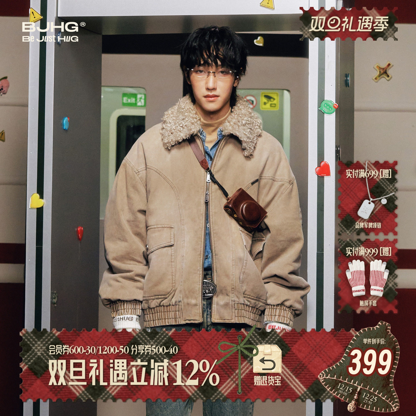 BJHG卡哈特毛领做旧复古工装棉服