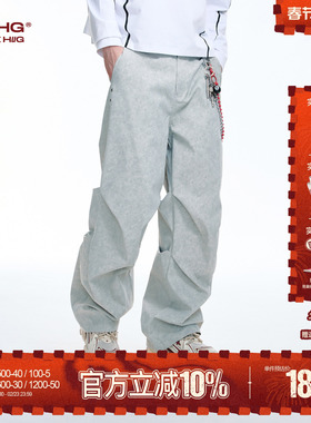 BJHG不计后果复古伞兵牛仔裤男款厚款冬季cleanfit美式宽松直筒裤