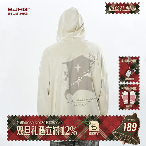 BJHG美式情侣连帽卫衣潮重磅外套