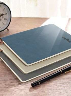 得印(befon) A5办公笔记本文具100张 高档商务工作学习记事本子 会议记录软皮简约手账本日记本 A5蓝绿色0066