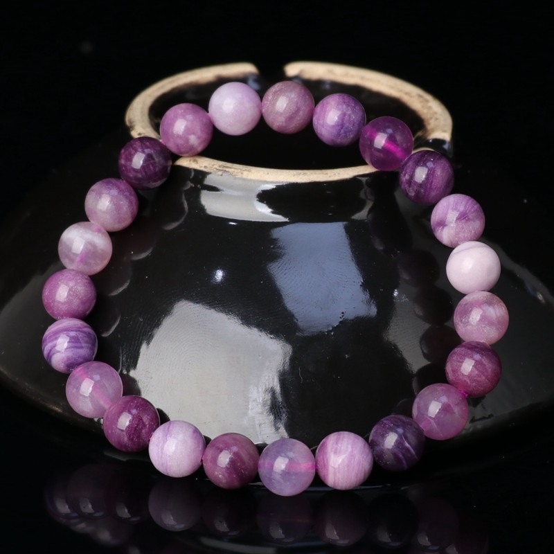 吴老头水晶天然稀有收藏级浪漫紫粉舒萤石手链男女款饰品礼物证书