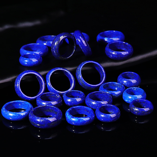 指环男女款 个性 饰品礼物 天然老矿青金石戒圈戒指跑环 吴老头水晶