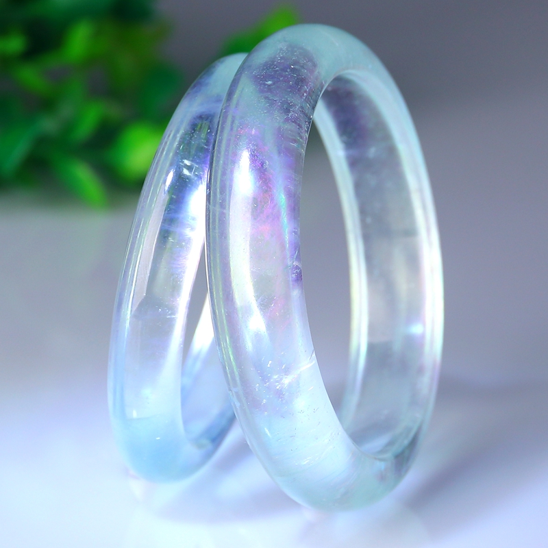 收藏级玻璃体高冰透薄荷绿海蓝宝手镯 女款饰品 情人节礼物