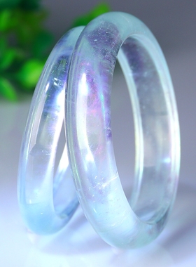 玻璃体高冰透薄荷绿海蓝宝手镯