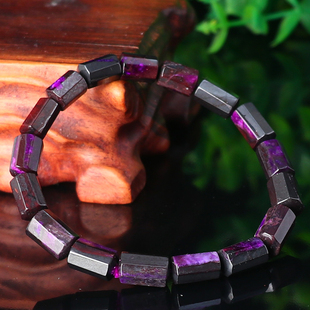 八角棱型苏纪石手串 舒俱来桶珠手链 礼物 丝绒皇家紫 吴老头水晶