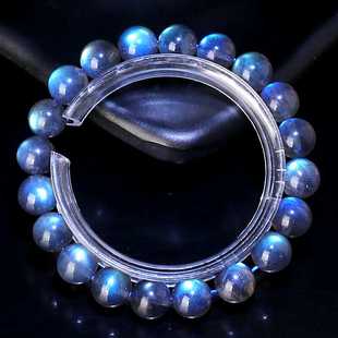 吴老头水晶天然收藏级黑体拉长石灰月光手链时尚单品女款礼物饰品