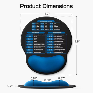 简约Excel办公护腕鼠标垫全英文欧美耐磨耐脏防滑快捷键手托护手