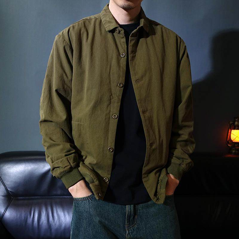加绒加厚翻领男士夹克秋冬宽松