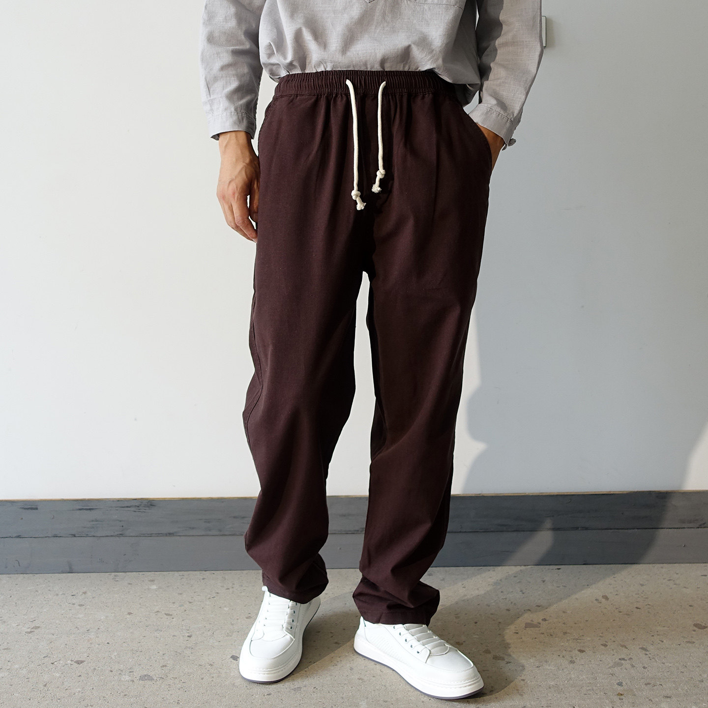 春秋薄款宽松棉麻休闲裤中国风亚麻纯色长裤男款慵懒松弛感裤子