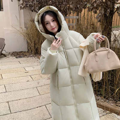 云朵泡芙羽绒棉服女中长款过膝2025年新款连帽棉袄面包服外套
