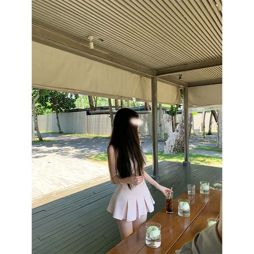 Cher 巧儿【浅粉叙语】带里裤百褶裙半身裙女夏季辣妹A字粉色短裙