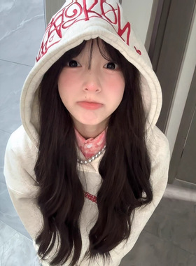 白灰色连帽卫衣女款早秋冬季2025新款爆款慵懒风高级感超好看