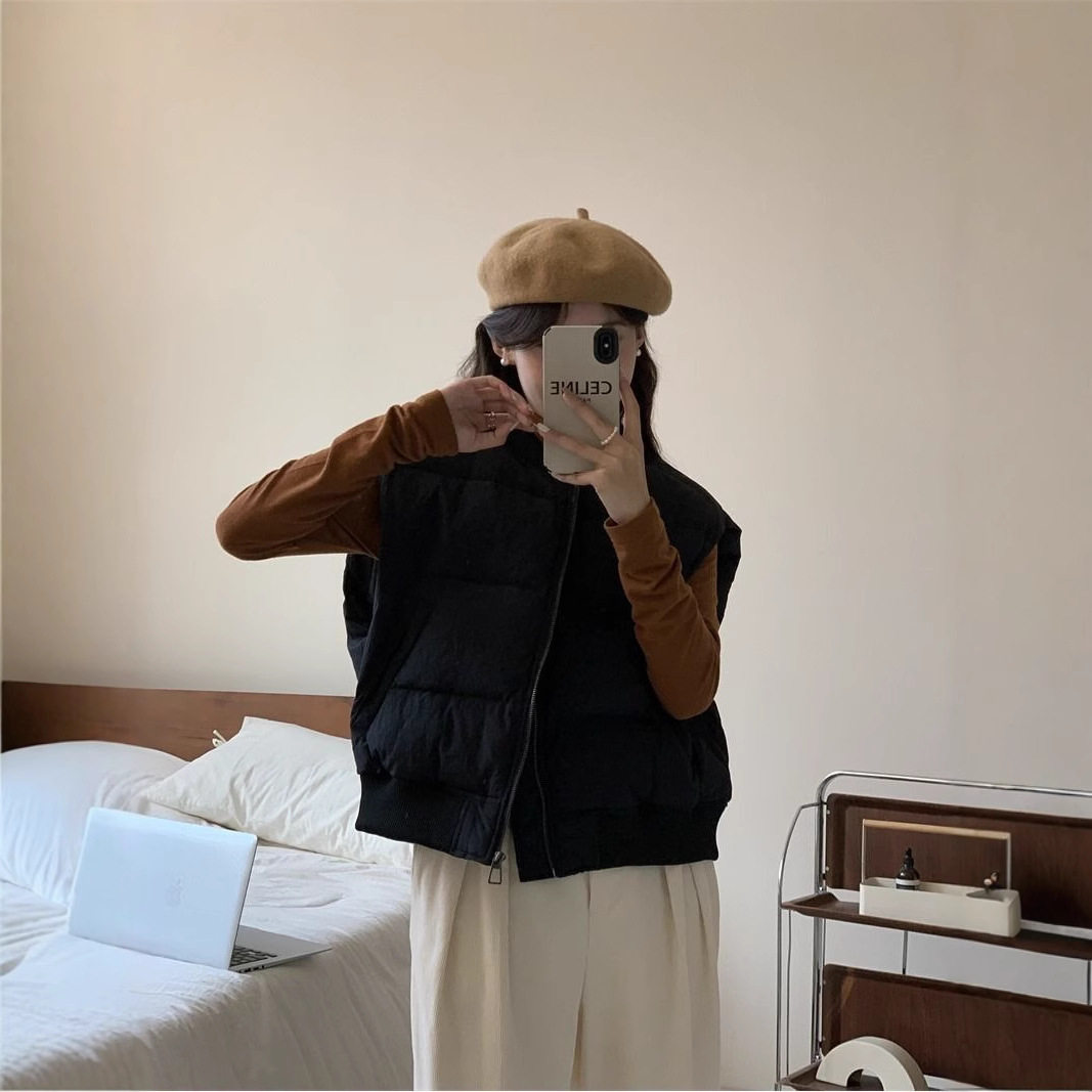 短款羽绒棉服马甲女轻薄韩版新款百搭立领坎肩保暖马夹背心外套潮