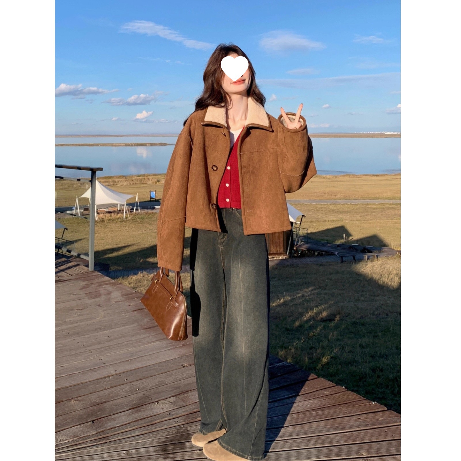 双面穿皮毛一体羊羔毛外套女春秋2025新款初冬加厚短款麂皮绒