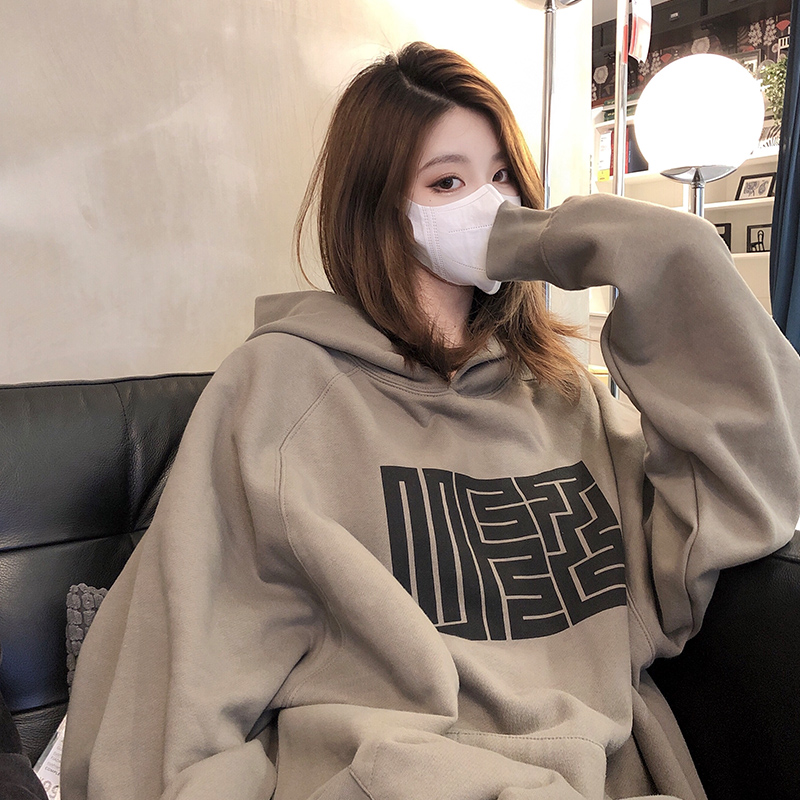 UFZ「九叠篆国潮官印」春插肩袖连帽卫衣外套男女情侣装oversize