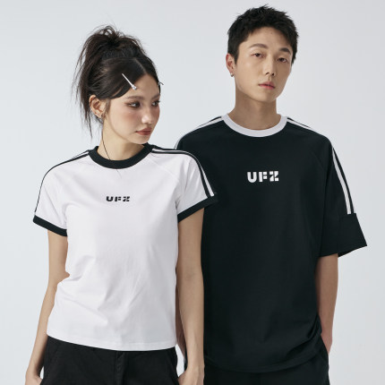 UFZ「防晒凉感速干」夏季国潮短袖美式潮牌T恤男女生短款情侣装