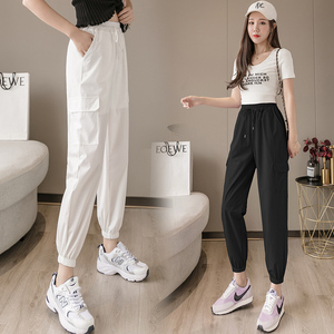 RY1731#速干防晒裤松紧腰宽松束脚九分裤轻薄透气休闲运动裤