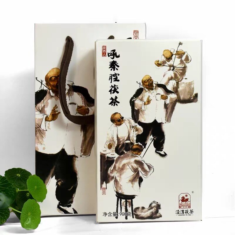 泾渭茯茶吼秦腔茶叶泾阳茯茶陕西特产黑茶金花茯砖特色茯茶900g