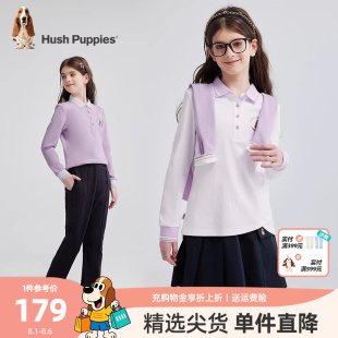 大童甜美翻领t恤儿童上衣 暇步士童装 女童长袖 Polo衫 2025春秋新款