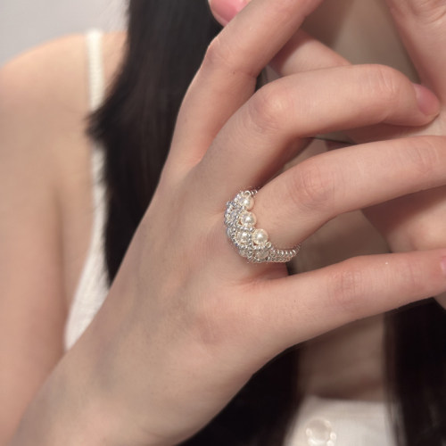 施家珍珠戒指银高级感戒指女小众设计女珍珠女款戒指定制简约百搭