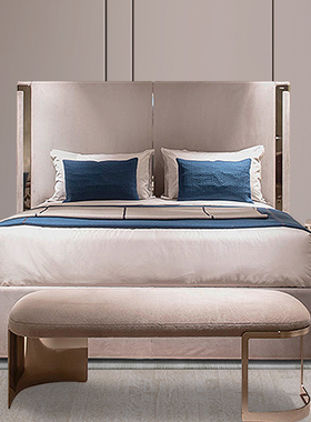 fend床意式轻奢双人床主卧房意大利床高背床设计师高级定制芬迪