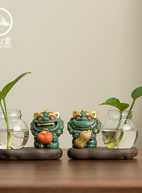 锦山堂招财貔貅醒狮桌面麒麟摆件办公室工位情绪稳定治愈生日礼物