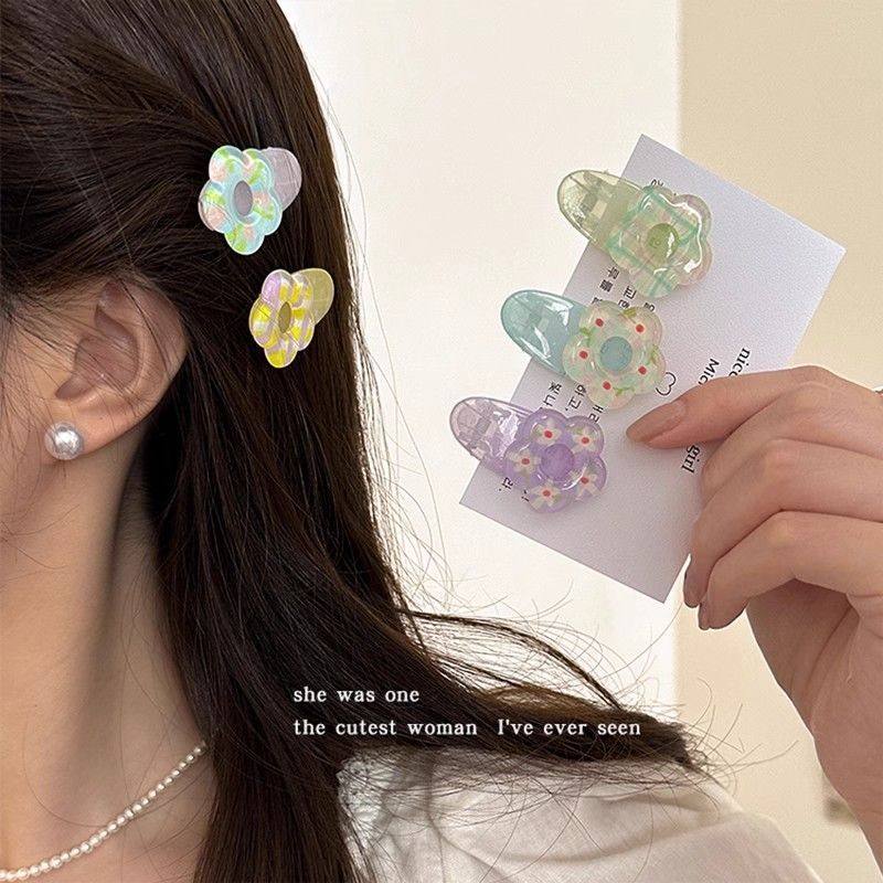 马卡龙果冻透明色发夹小花发夹刘海夹碎发侧边夹少女边夹发卡百搭