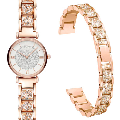 适配阿玛尼满天星手表带 AR11244/1926摩天轮女闪钻精钢表链14mm