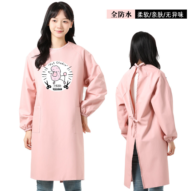 宠物店加厚耐抓防水防毛pu猫狗护理剪毛美容师工作服围裙罩衣定制